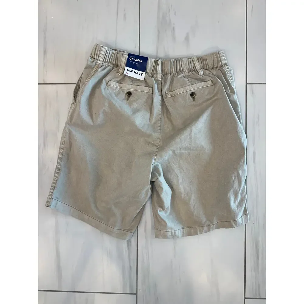 Old Navy OG Chino Shorts Kids Medium Khaki Elastic Waist NWT Casual Stretch